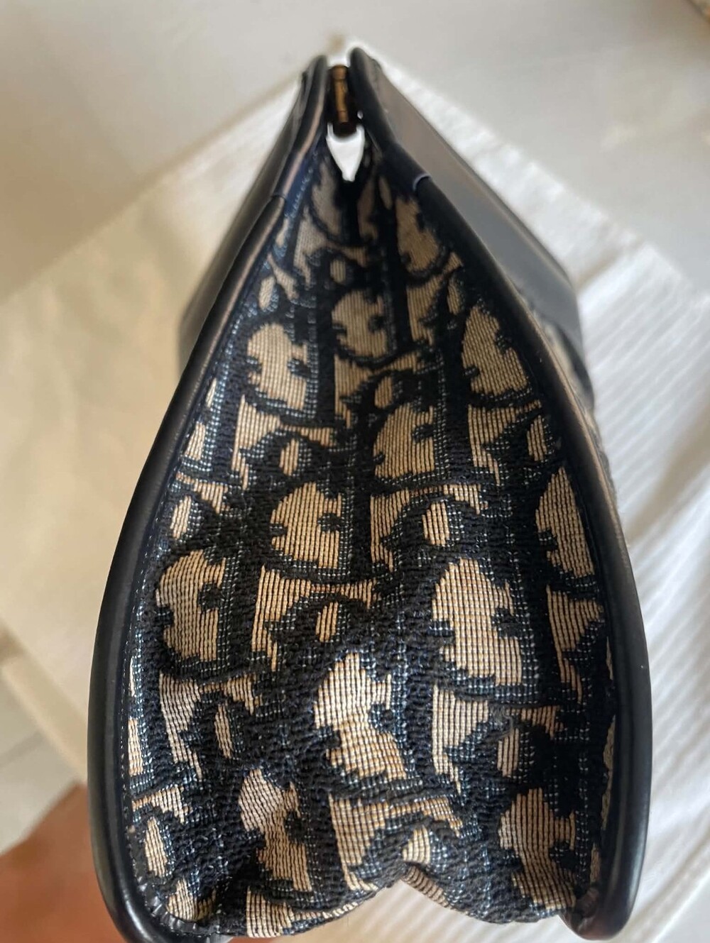 Vintage Dior Black and Blue Monogram Canvas Clutch with Gold Plaque Clutch - Picture 5 of 17